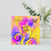 Invitation FLEURS ET BUTTERFLIS BLANCS bleu rose (Debout devant)