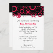 Invitation Fleurs et cercles rouges et noirs (Devant / Derrière)