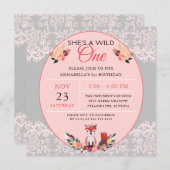 Invitation Fleurs et dentelle folle Fille Fille Sauvage  (Devant / Derrière)