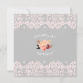 Invitation Fleurs et dentelle folle Fille Fille Sauvage  (Dos)