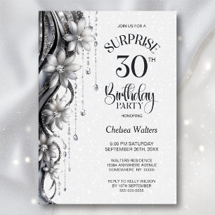 Invitation Fleurs et Diamants Soirée d'anniversaire surprise