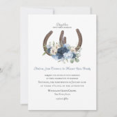 Invitation Fleurs et fer à cheval rustiques Dusty Blue (Devant)