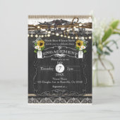 Invitation Fleurs et fer à cheval rustiques FIANÇAILLES de pa (Debout devant)