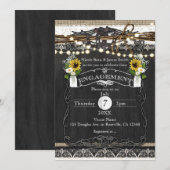 Invitation Fleurs et fer à cheval rustiques FIANÇAILLES de pa (Devant / Derrière)