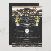 Invitation Fleurs et fer à cheval rustiques Pays FÊTE D'ANNIV (Devant / Derrière)