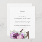 Invitation Fleurs et fer à cheval rustiques violet (Devant / Derrière)