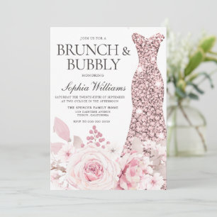 Invitation Fleurs et Fête des mariées de robe Brunch & Bubbly