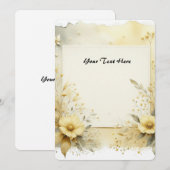 Invitation Fleurs et feuillage à l'aquarelle jaune doux (Devant / Derrière)