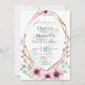 Invitation Fleurs et feuillage de printemps frais fiançailles (Devant)