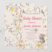 Invitation fleurs et feuilles délicates de style chinois (Devant / Derrière)