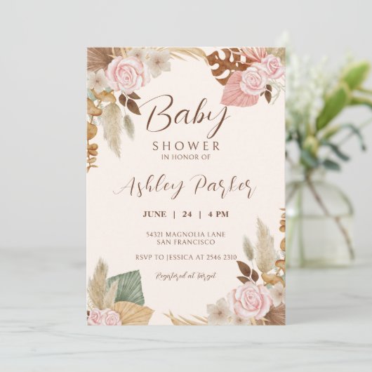 Invitation Fleurs et Grass Pampas (Debout devant)