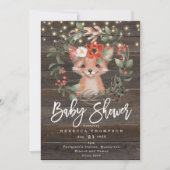 Invitation fleurs et joli renard boho baby shower moderne (Devant)