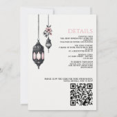 Invitation Fleurs et lanternes roses QR Code Mariage (Dos)