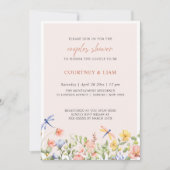 Invitation Fleurs et libellules Jardin Couples Douche (Devant)