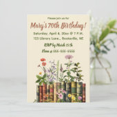Invitation Fleurs et Livres Éditable Anniversaire (Debout devant)