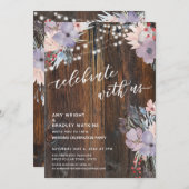 Invitation Fleurs et lumières Boho rustiques fêtent avec nous (Devant / Derrière)