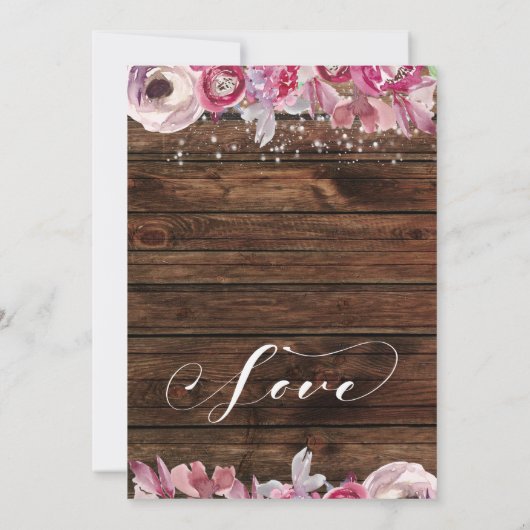 Invitation Fleurs et lumières rustiques de l'aquarelle Nous a (Dos)