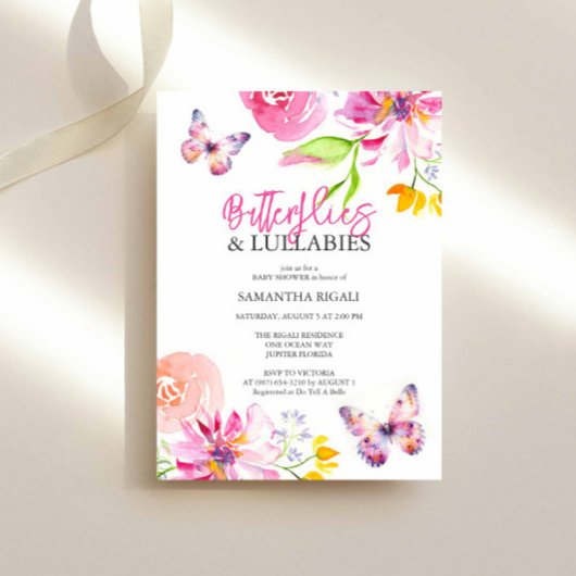 Invitation Fleurs et papillons Jardin BabyDouche