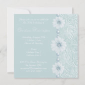 Invitation Fleurs et perles bleues Vintages (Dos)