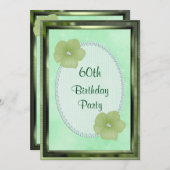 Invitation Fleurs et perles de diamant vert 60e anniversaire (Devant / Derrière)