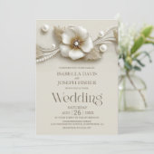 Invitation Fleurs et Perles de Mariage (Debout devant)