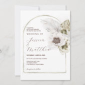 Invitation Fleurs et plumes blanches Mariage (Devant)