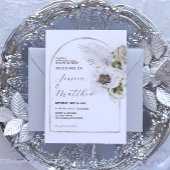 Invitation Fleurs et plumes blanches Mariage