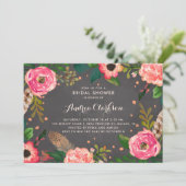 Invitation Fleurs et plumes Fête des mariées de tableau de bo (Debout devant)