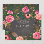 Invitation Fleurs et plumes Fête des mariées de tableau de bo (Devant / Derrière)