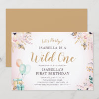 Fleurs et plumes Wild One Girl's 1st Birthday
