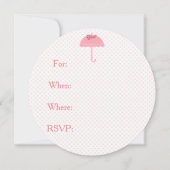 Invitation Fleurs et points de parapluies roses, Baby shower  (Dos)