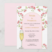 Invitation Fleurs et Prosecco Rose & Or Fête de Mariage (Devant / Derrière)