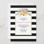 Invitation Fleurs et rayures de folklore rose (Devant)