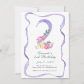 Invitation Fleurs et ruban numéro 2e anniversaire (Devant)