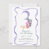 Invitation Fleurs et ruban numéro 3e fête d'anniversaire (Devant)