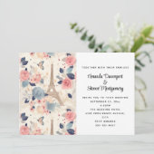 Invitation Fleurs et Tour Eiffel Paris Motif Mariage (Debout devant)
