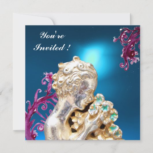 Invitation Fleurs et tourbillons roses en bleu, fête des 16 a (Devant)