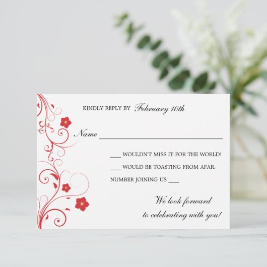 Invitation Fleurs et tourbillons rouges (Debout devant)