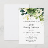 Invitation Fleurs Et Verdure Anniversaire (Devant / Derrière)