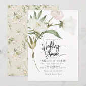Invitation Fleurs et verdure pour douche de mariage (Devant / Derrière)