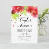 Invitation Fleurs éthérées rouges, roses mariages couples dou (Debout devant)