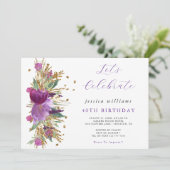 Invitation Fleurs étincelantes Fête d'anniversaire (Debout devant)