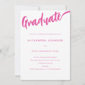 Invitation Fleurs Étudiante Photo Rose Script Fête de Remise (Dos)