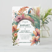Invitation Fleurs exotiques Arch Tropical Summer Chic Mariage (Debout devant)