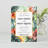 Invitation Fleurs exotiques Mariage tropical (Debout devant)