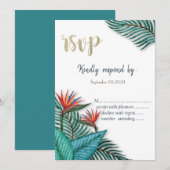 Invitation Fleurs Exotiques Tropicales RSVP (Devant / Derrière)