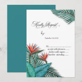 Invitation Fleurs Exotiques Tropicales RSVP (Devant / Derrière)