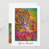 Invitation FLEURS FAIRY SUR L'Imaginaire IRIS ROSE  Jaune Bla (Devant / Derrière)