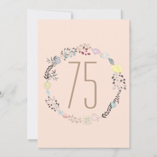 Invitation Fleurs fantaisies et diamants 75e anniversaire (Dos)