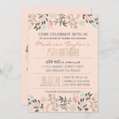 Invitation Fleurs fantaisies et diamants 75e anniversaire (Devant / Derrière)